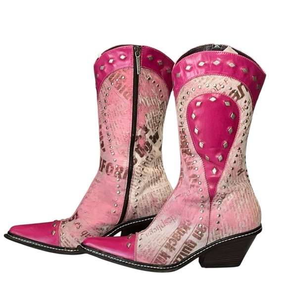 Donald‎ Pliner Western Couture Collection Jaycee Pink Studded Women Boots Size 7 - Picture 1 of 10
